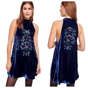 Free People Blue Velvet Sequin Dress